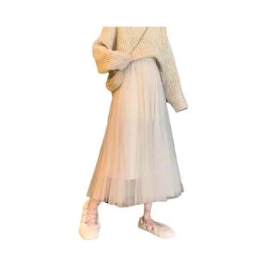 Imagem de Saia Elegante De Tule Vintage De Cintura Alta Para Mulheres, Plissada 