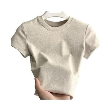Imagem de Camiseta Feminina Slim Fit De Manga Curta, Top Casual Básico Macio Par