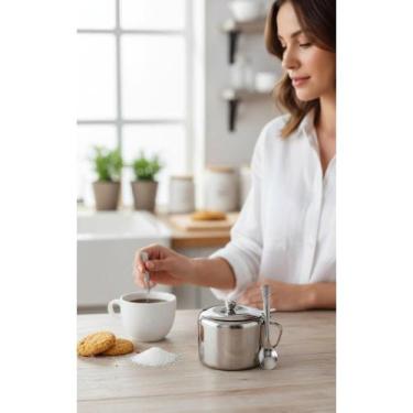 Imagem de Açucareiro Inox 220ml Elegante c/ Colher para Mesa - Congratulations S