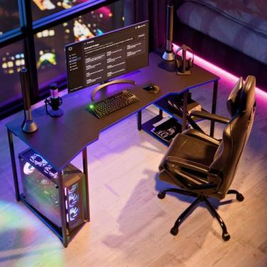 Imagem de Escrivaninha Gamer Apex 160cm com Nicho CPU e Prateleiras Mesa para Co