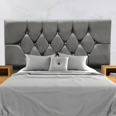 Imagem de Cabeceira Estofada Cama Box Casal 140 Cm Suede Paris Cinza