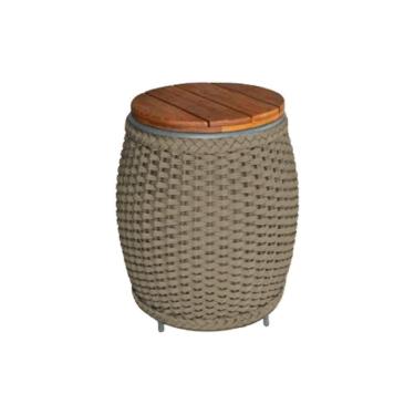 Imagem de Puff Mesa Garden Em Corda Náutica Base Em Alumínio Cinza E Tampo Em Madeira Rami