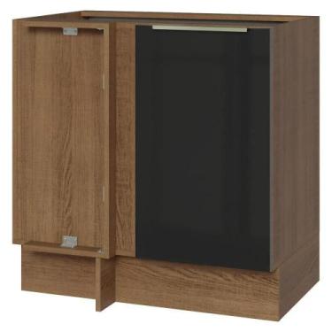 Imagem de Balcão De Canto 1 Porta (sem Tampo) Rustic/preto Lux Madesa Rustic/pre