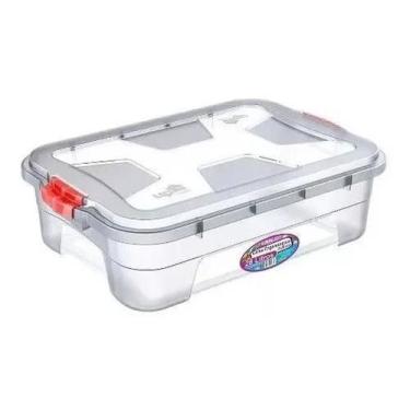 Imagem de Caixa Organizadora 28 Litros Transparente Plástico Uninjet c - Congrat