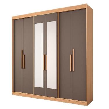 Imagem de Guarda-Roupa Casal 100% MDF Édez Elan, 6 Portas de Bater com Espelho, 