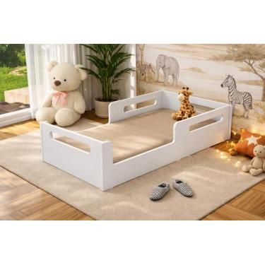 Imagem de Cama Infantil Para Quarto De Criança Solteiro Baixa Em Mdf Com Colchão