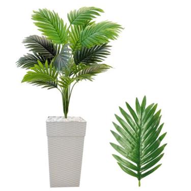 Imagem de Planta Palmeira Artificial com Vaso Cores Completo Pedra - Branco - Fl