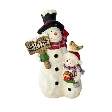 Imagem de Decoração de Natal Boneco de Neve com Filho - Placa 51CM para Hall de Entrada em Gesso...
