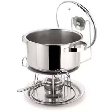 Imagem de Rechaud Le Rechaud Forma com Difusor de Calor para Servir 8,2 Litros em Aço Inox e Vidro Redondo Inox Forma Utilidades