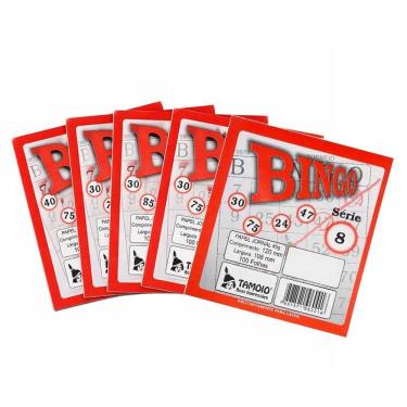Imagem de Cartela de Bingo Papel Jornal 100 Folhas 5 Unidades - Tamoio 