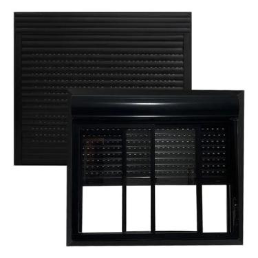 Imagem de Janela De Correr Integrada Giusto 150x120cm Com Guarnição Preto - Alum