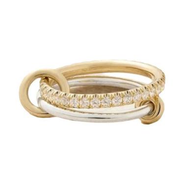 Imagem de Anel Feminino De Prata Esterlina 925 Com Zircônia Entrelaçada Em Múlti