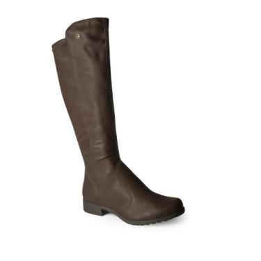 Imagem de Bota Feminina Dakota Cano Longo Salto Robusto Baixo Casual, 36, Chocol
