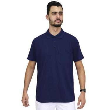 Imagem de Camisa masculina polo com bolso - Demorgan Uniformes, Marinho, PP