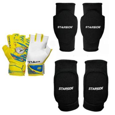 Imagem de Kit Goleiro Futsal Luva Poker Joelheira Cotoveleira Starside - Poker S