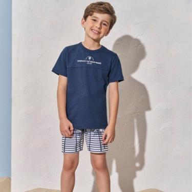 Imagem de Conjunto Menino Divertto Camiseta Algodão e Bermuda Moletom Estampada 