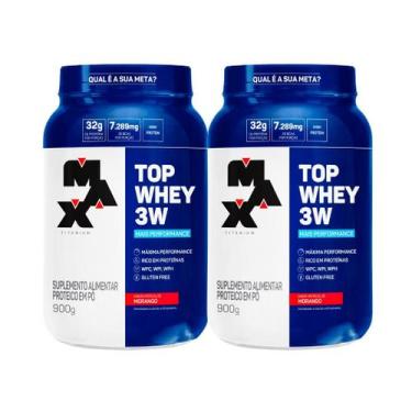 Imagem de 2x Top Whey Protein 3w 900g Pote Isolado Conc Hid Max Titanium, Morang