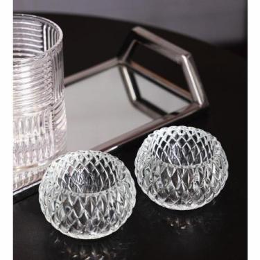 Imagem de 2 Porta Velas Spikes 7,5cm x 7,5cm x 4,5cm Vidro Wolff