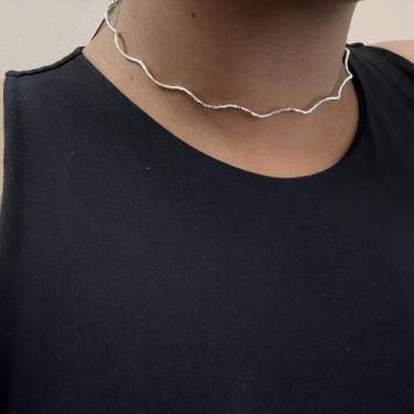 Imagem de Chocker aro ondulado diamantado semijoia ouro - Nova Topázio, Ouro