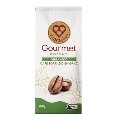 Imagem de Café Torrado em Grãos Orgânico Gourmet 3 Corações Pacote 250g