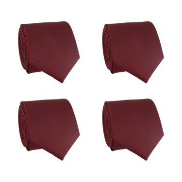 Imagem de Kit 4 Gravatas Social Tons de Vermelho Masculina Slim Lisa Padrinho Casamento Noivo Trabalho Congresso