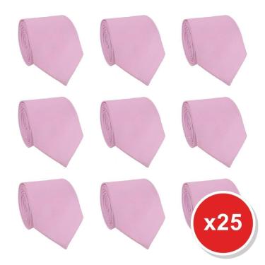 Imagem de Kit 25 Gravatas Masculina Social Slim Premium Tons de Rosa Lisa Elegante Padrinhos Formatura Trabalho