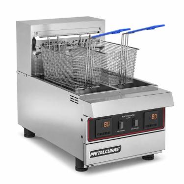 Imagem de Fritador Zona Fria de Óleo Elétrico de Mesa FOE 2C m DP PRM Duplo Display Premium 18L Inox 220V Metalcubas