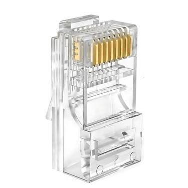 Imagem de Conector Cristal RJ45 Cat5e/Cat6e EZ Exbom Vazado, CONT-RJ45V1K, 8P8C 