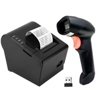 Imagem de Impressora Térmica 80mm Cupom Recibo Ticket + Leitor Código Barras 1D 
