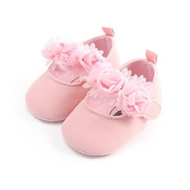 Imagem de HsdsBebe 2 unidades/conjunto de sapatos para bebês recém-nascidos, princesa, Mary Jane, vestido de casamento infantil com faixa de cabeça grátis, B/algodão rosa, 6-12 meses