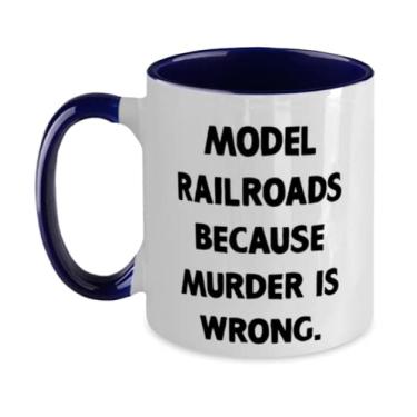 Imagem de Presentes baratos, modelos de ferrovias Because Murder is Wrong, aniversário sarcástico dois tons 325 ml caneca presentes para homens e mulheres