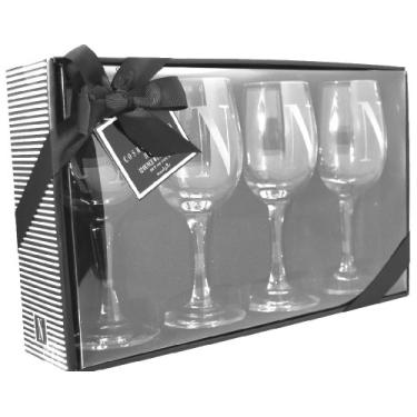 Imagem de Cosmopolitan Home by Mud Pie, conjunto de 4, copos de vinho com haste de 355 ml com monograma N