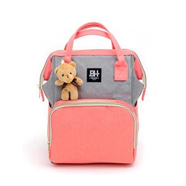 Imagem de Bolsa Mochila Maternidade Impermeável Pequena (Rosa e Cinza)