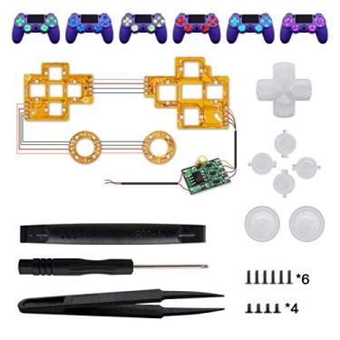 Imagem de Kit de botões LED DTF para controle PS4 de 6 cores para polegar luminoso Eboxer para PS4 controle, vermelho/verde/azul/amarelo claro/roxo/ciano com controle de ferramentas NÃO incluído