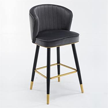 Imagem de Bancos de Bar Cadeiras de Ilha de Cozinha de Veludo de 30 Polegadas, Cadeiras de Barra Alta com Costas, Altura do Balcão, Assento Estofado de Pernas de Metal Preto, para Bares, Ilha de Cozinha