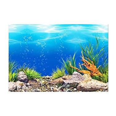 Imagem de Fenteer Adesivo para tanque de peixes de fundo de aquário, imagem de decoração de papel de parede adesivo de PVC subaquático pôster decoração fotos, fácil de aplicar e remover - 40 x 62 cm
