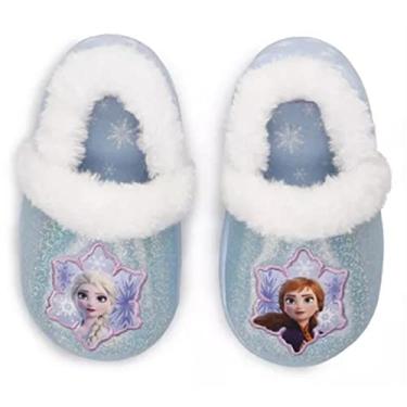 Imagem de Disney Girl's Frozen Anna Elsa Plush Slippers (Blue, Numeric_5)