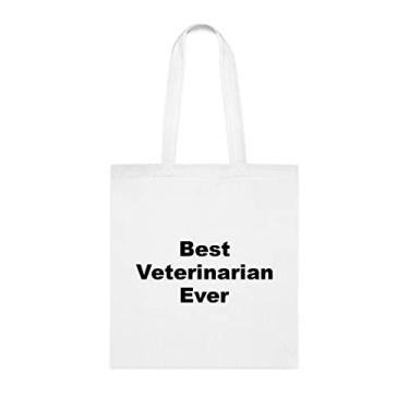 Imagem de Bolsa tote veterinário, Best Veterinarian Ever Tote bag, Veterinário, Presente para veterinário, Bolsa de ombro veterinário, Bolsas veterinárias, Bolsas reutilizáveis veterinárias, Ideia de presente para presente de cesta de Natal de aniversário, Branco