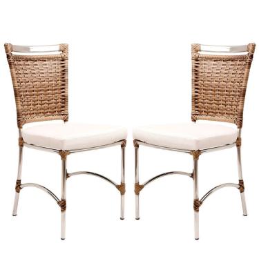 Imagem de 2 Cadeiras De Jantar Jk Em Alumínio cor Cappuccino