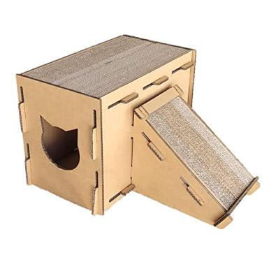 Imagem de Arranhador Para Gato Toca Super Resistente + Rampa Anti Estresse Ergonômico