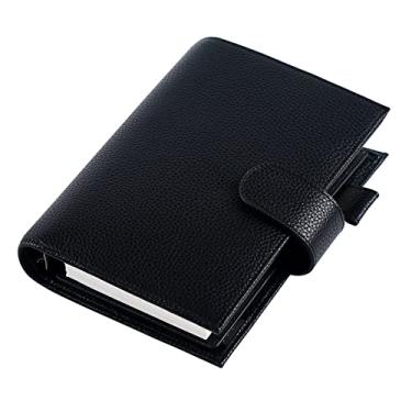 Imagem de Anel planejador de tamanho pessoal seixo padrão caderno caixa de armazenamento diário esboço de viagem, seixo preto