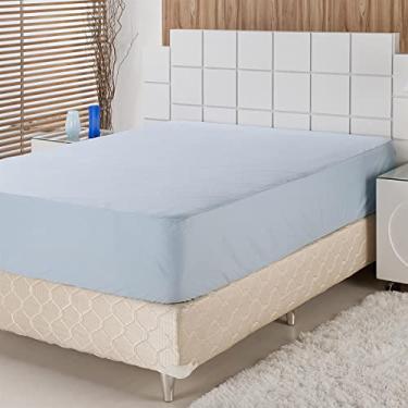 Imagem de LENÇOL DE BAIXO COM ELÁSTICO PERCAL 230 FIOS QUEEN 160X200X40 AZUL