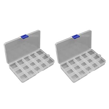 Imagem de LoveinDIY Caixa organizadora de armazenamento de palhetas de plástico para transporte e viagem, 2 peças, 15 grades