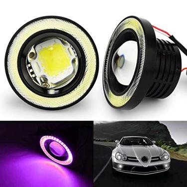 Imagem de SOCAL-LED 3,5" Roxo redondo COB Lâmpadas LED Nevoeiro Lâmpada Projetor Olho de Anjo Anel de Halo DRL Brilhante de Alta Potência, Pacote de 2