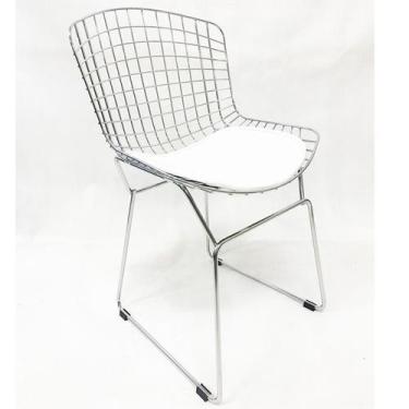 Imagem de Cadeira Bertoia Cromada Assento Branco - Poltronas Do Sul