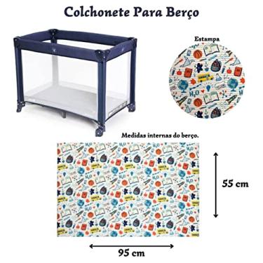 Imagem de Colchonete Macio Para Berço Desmontavel Chiqueirinho 95x55 (Escola Divertida)