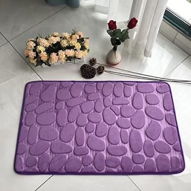 Imagem de SHENGANG Tapete de Banheiro Tapete de Banho Absorvente Tapetes de Pebble Antiderrapante Espuma de Memória Tapete Lavável Tapete de Chuveiro, Violeta, 40x60cm