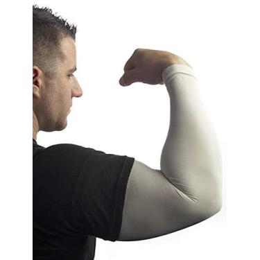 Imagem de Tatjacket — Manga para corretivo de tatuagem, pacote com 2, cobertura total do braço, proteção FPS 50, sem deslizamento, para homens e mulheres (unissex), branco médio