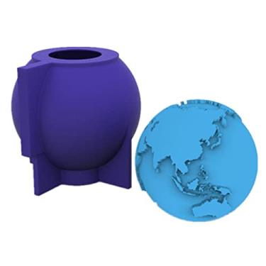 Imagem de Anktily Molde de sabão de vela de silicone 3D Earth Globo de gesso de concreto molde de silicone fondant molde de bolo de chocolate doce para enfeites de mesa, resina epóxi, argila de polímero