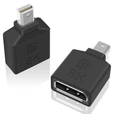 Imagem de Poyiccot Mini adaptador DisplayPort para DisplayPort, adaptador 8K Mini DP para DP bidirecional mini DisplayPort macho para adaptador de extensão DisplayPort fêmea para monitor de jogos, 2 unidades